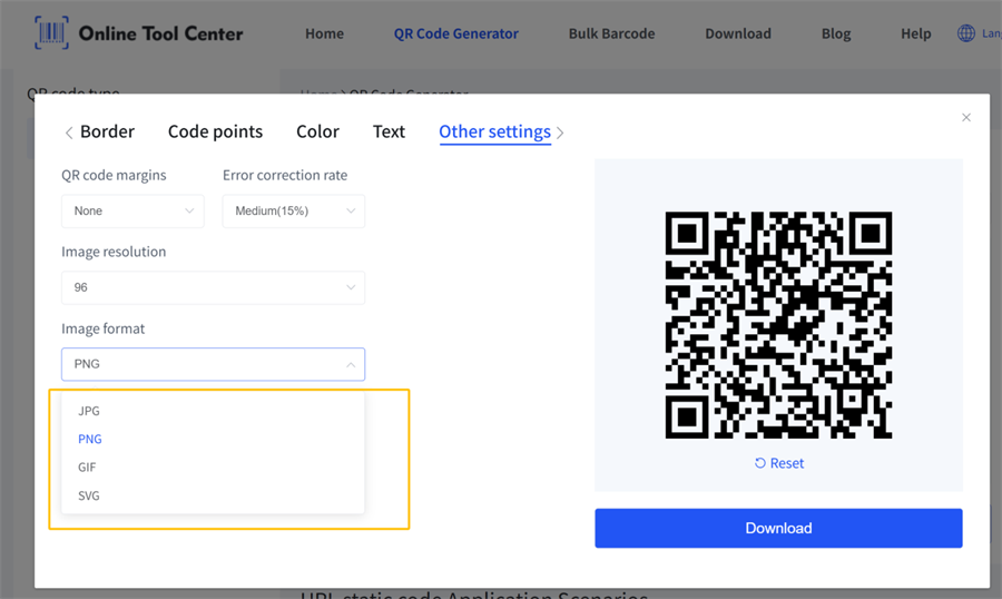 QR কোড ইমেজ ফরম্যাট