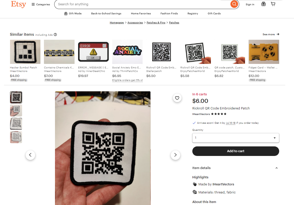 Etsy.png থেকে প্রবেশিত qr কোড রিক রোল