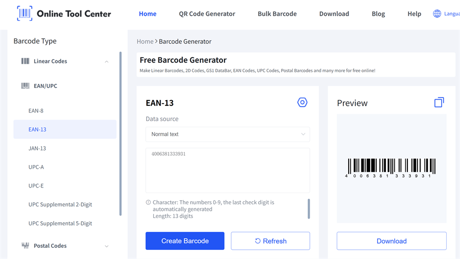GTIN 13 বারকোড জেনারেশন