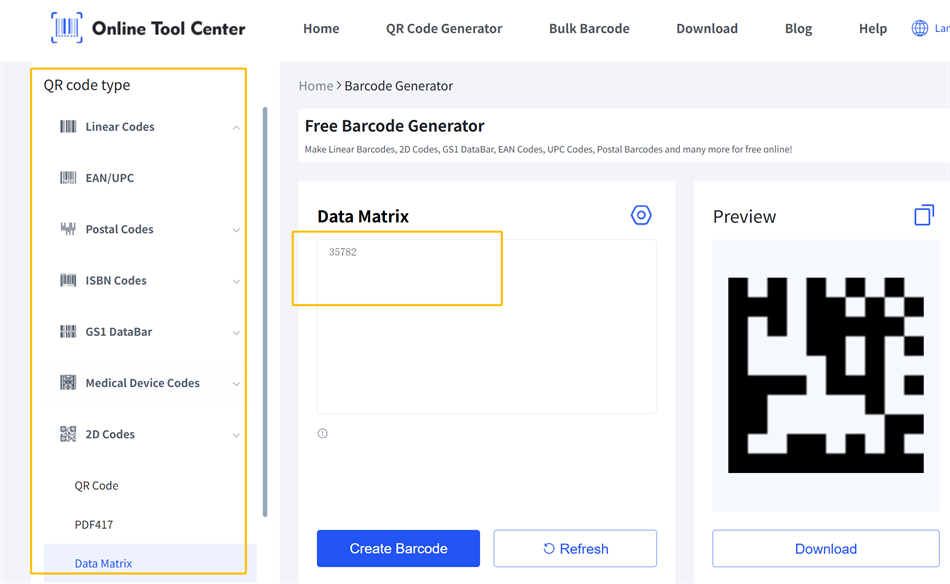 ডেটাম্যাট্রিক্স কোড জেনারেটর