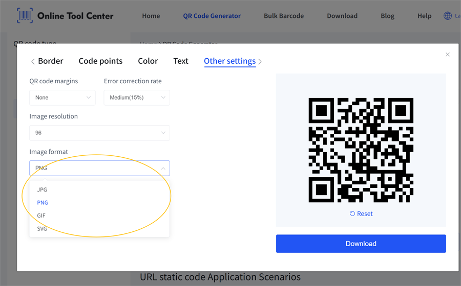 QR কোড ইমেজ ফরম্যাট