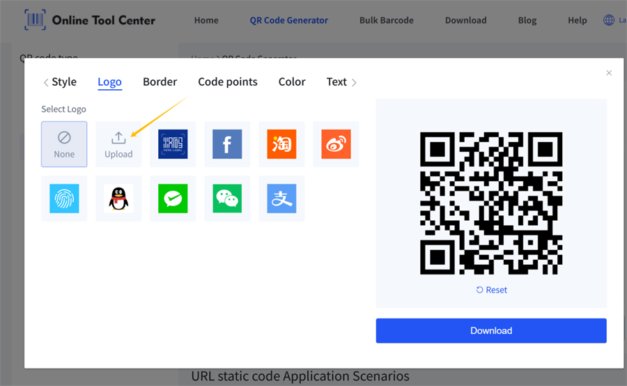 QR কোড জেনারেটরে লোগো আপলোড করুন